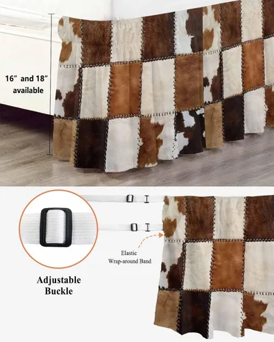 Miniatura 2 de Falda de cama de cuero vintage, tamaño King de 16 pulgadas de caída, ajustable y elástica, plisada, con volantes de polvo de lujo para cama