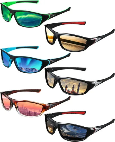 Miniatura 13 de Frienda Paquete de 6 Lentes de Sol Polarizados para Deportes para Hombre, Multipack, Se Ajustan sobre Lentes, Paquete de Lote, Set de Lentes