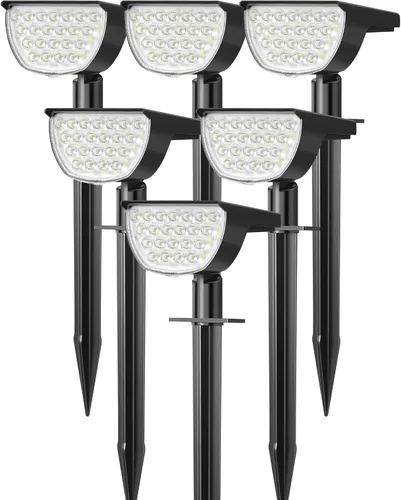 Miniatura 10 de GKGG Luces solares para exteriores, impermeables, IP65, 76 LED, 3 modos de iluminación, focos solares para exteriores, patio, jardín, paisaje