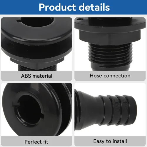 Miniatura 6 de Conector de casco a través del casco, conector de casco de 3/4 pulgadas, plástico ABS, bomba de achique, manguera de ventilación, acoplamiento, Negro