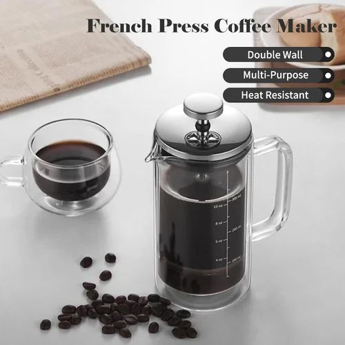Miniatura 4 de Cafetera francesa de pared doble del vidrio de Borosilicate a prueba de calor del fabricante de café