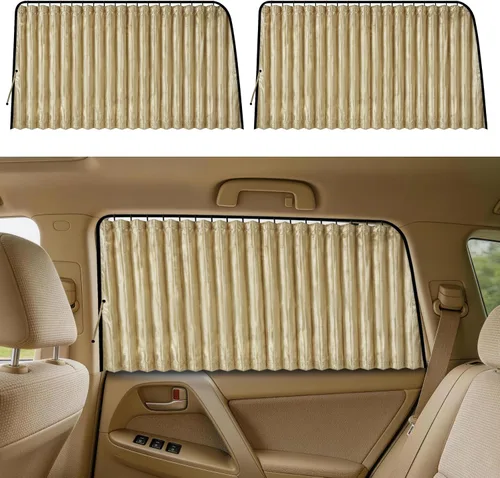 Miniatura 11 de ZATOOTO Cortinas para ventana de automóvil, 2 fundas de protección lateral de seda negra para la parte trasera, parasol magnético de privacidad que