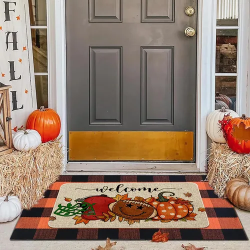 Miniatura 7 de Hello Fall Front Door Mat Indoor Outdoor Entrance, Autumn Pumpkin Door Mats Outside Entrance Fall Porch Welcome Mat Doormat Outdoor Mats for Front