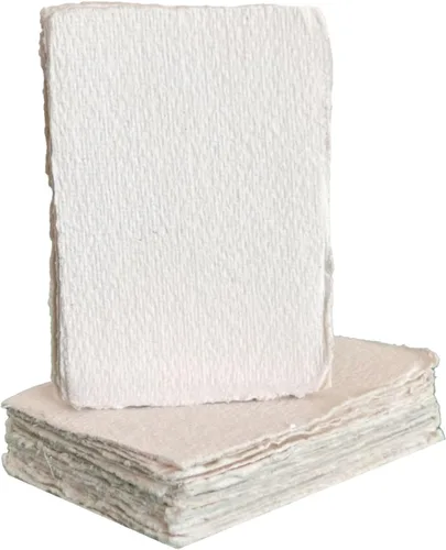 Papel de algodón de 10.58 oz/m², suave, texturizado, hecho a mano, para invitaciones, obras de arte, papelería y manualidades (paquete de 25) (2.5 x