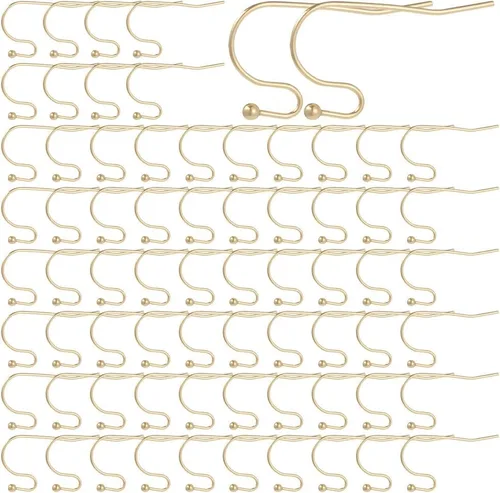 Miniatura 8 de SUNNYCLUE 1 Caja 100Pcs Ganchos de Pendiente Franceses Chapados en Oro Real de 18K, Pendientes de Anillo de Pescado, Alambres de Acero Inoxidable
