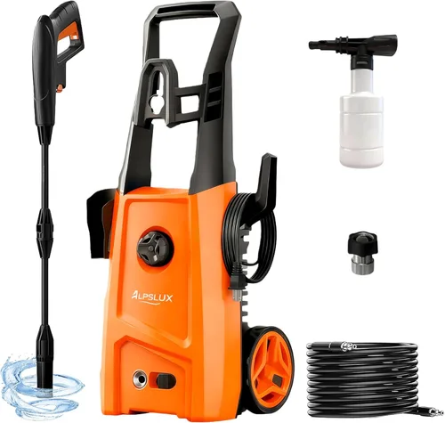 Lavadora a presión eléctrica Lavadora eléctrica con boquilla ajustable, máquina de limpieza a presión con cañón de espuma para automóviles, vallas,