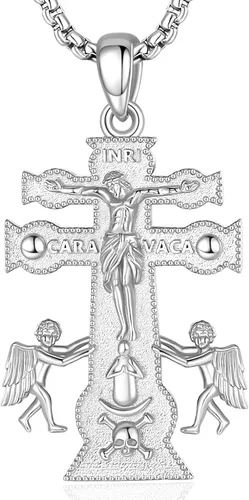 Miniatura 360 de EUDORA Collar de plata de ley 925, San Cristóbal y San Benito, San Miguel, Virgen María, San Judas Tadeo, Cruz de Buen Pastor y Arcángel, Medalla