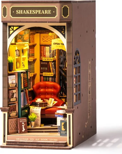 Rolife - Kit de manualidades para rincón de lectura DIY, rompecabezas 3D de madera en miniatura para adultos, 21.8 cm, kit de casa de libros en