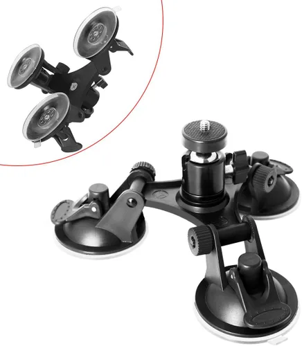 Miniatura 3 de Soporte de succión para cámara DSLR de triple copa compatible con Nikon Canon Sony DSLR/Camcorder + GoPro Hero Sony Garmin Xiaomi Yi SJCAM Soporte