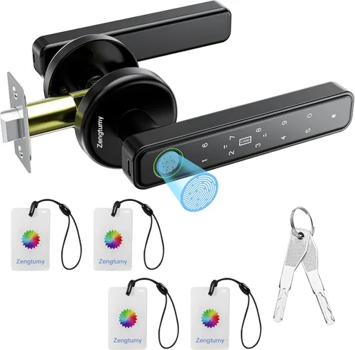 AIMNAPS - Cerradura de puerta de huellas dactilares, cerraduras de puerta para dormitorios, cerradura de puerta biométrica con huella dactilar,