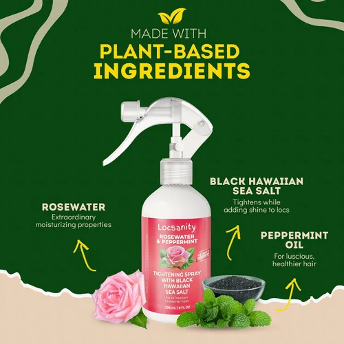 Miniatura 2 de Locsanity Rosewater Peppermint Loc Spray - 8 oz: Spray Hidratante y Reafirmante de Hidratación con Sal Marina Hawaiana Negra, a Base de Plantas