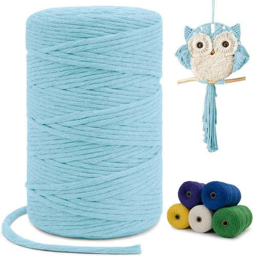 Miniatura 97 de Cuerda de macramé de una sola hebra de 0.197 in x 110 yardas, cuerda de macramé de algodón natural de 0.197 in, cuerda de algodón grueso para colgar