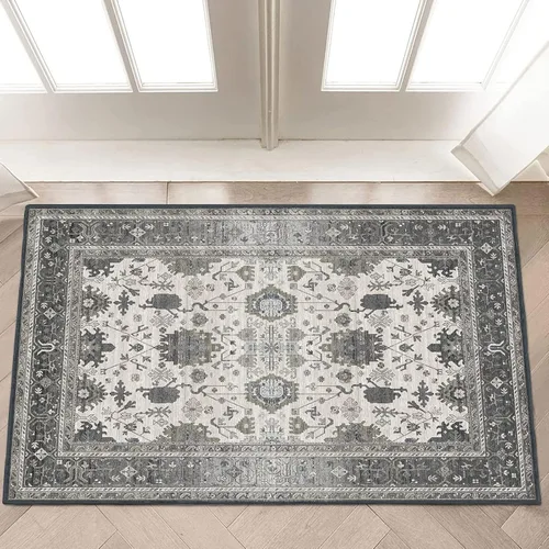 Miniatura 4 de Alfombra bohemia de 1 pies 4 x 2 pies, antideslizante, para interiores, alfombra pequeña lavable para entrada, alfombra bohemia de pelo bajo