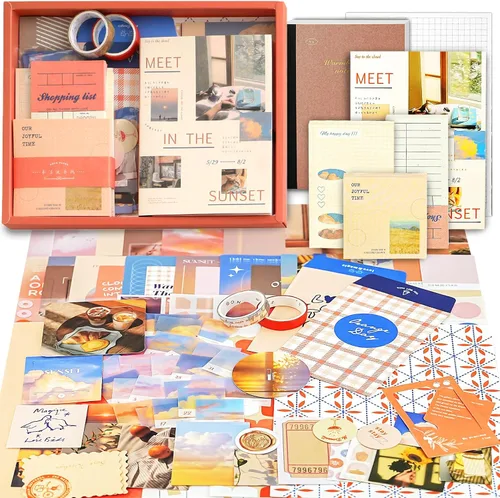 Miniatura 17 de Kit de Suministros para Scrapbooking, Kit de Scrapbook Estético Botánico Vintage para Bullet Journal Junk Journal A6 Cuaderno de Cuadrícula