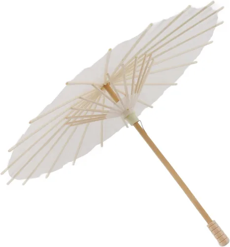 Miniatura 6 de Honio Kids Paper Parasol Retro Bamboo and Paper for Smooth Opening and Closing Elegant Paper Parasol White