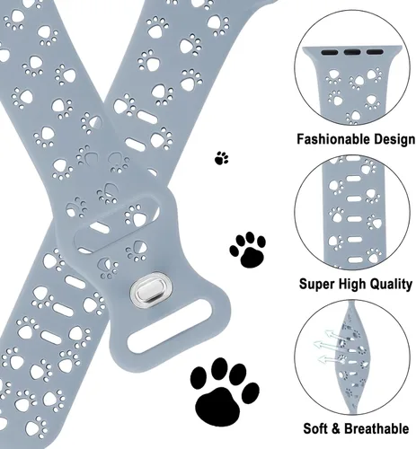 Miniatura 2 de Correa de silicona compatible con Apple Watch Band de 1.496 in, 1.575 in, 1.614 in, 1.654 in, 1.732 in, 1.772 in, 1.772 in, 1.772 in, 1.772 in