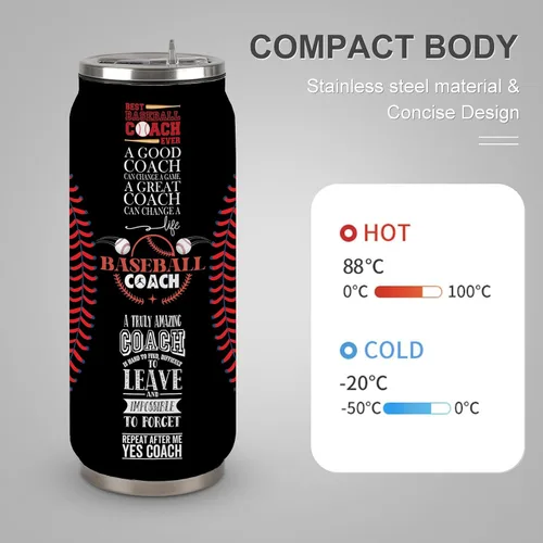 Miniatura 5 de Vaso de viaje de acero inoxidable para entrenador de béisbol de 17 onzas, 500ml/17oz