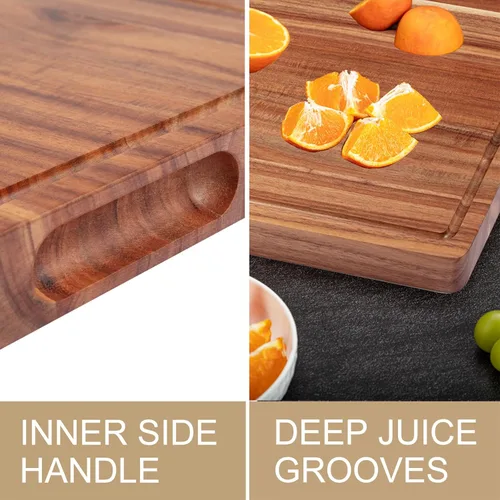 Miniatura 3 de Tabla de cortar de madera de acacia grande de 20 pulgadas 1.5" de espesor, tabla de cortar de madera reversible para cocina, tabla de quesos