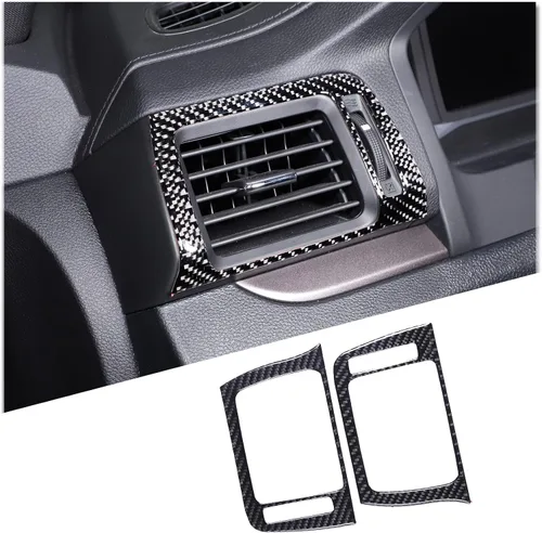 Miniatura 15 de Kit de calcomanías de fibra de carbono real 3D suave para consola de automóvil, salida de aire, marco de ventilación, decoración compatible con Negro
