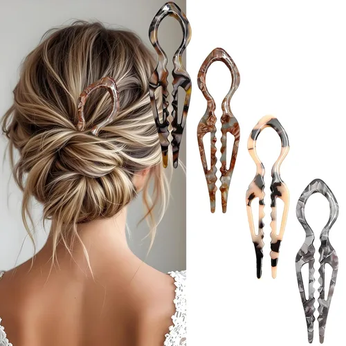 4 horquillas para el cabello para mujer, horquilla francesa en forma de U, accesorios elegantes para el cabello grueso o fino