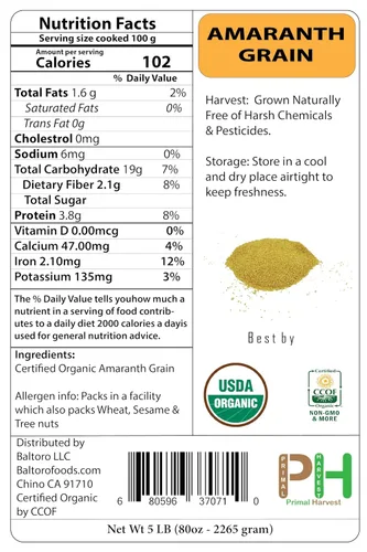 Miniatura 2 de Semillas de amaranto 100% naturales de grano entero sin OMG crudas (5 libras)