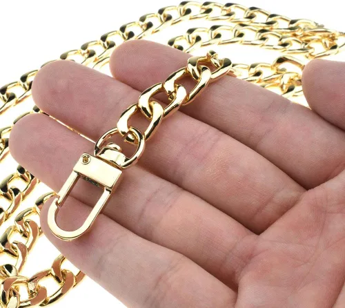 Miniatura 37 de HAHIYO Correa metálica de cadena para bolso de 43.3' de oro para bolso cruzado, bandolera y bolso de mano, cómoda y plana de 0.4' de ancho, extra