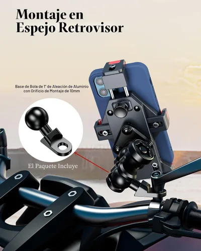 Miniatura 9 de BRCOVAN Soporte de teléfono para motocicleta de aleación de aluminio antirrobo con amortiguador de vibraciones y bloqueo seguro de alta velocidad