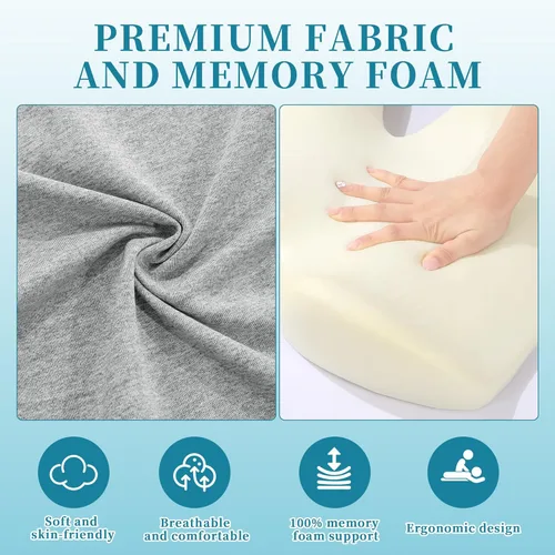 Miniatura 3 de BALAPET Juego de almohada de masaje y almohada de pecho, reposacabezas de masaje transpirable para cama con soporte de espuma viscoelástica, cojín