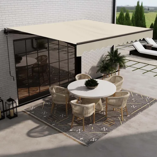Miniatura 2 de Aleko Toldo manual de estilo caribeño de 10 x 8 pies, con marco negro, protección UV, con manivela de mano y marco de acero duradero para terraza