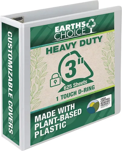 Miniatura 7 de Samsill Earth's Choice - Carpeta a base de plantas resistente de 3 anillos en D de 1.5 pulgadas con bloqueo de un solo toque, a base de plantas
