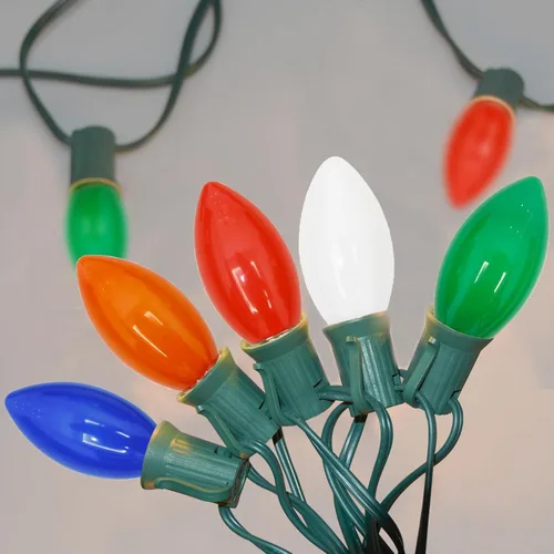 Miniatura 4 de Cadena de luces LED para exteriores de 25 pies, cadena de luces C9 con 27 bombillas multicolor pintadas en aerosol de 0.6 W, luces de Navidad