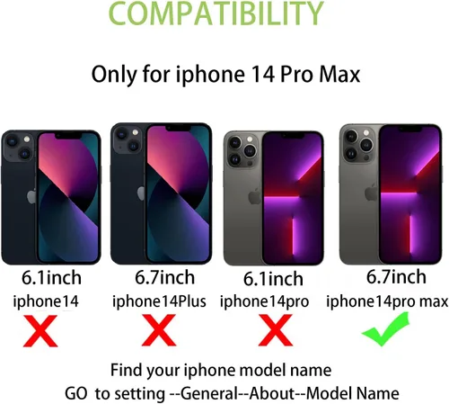 Miniatura 2 de Cavor Funda para iPhone 14 Pro Max con Tarjetero, Funda Cartera para iPhone 14 Pro Max para Mujeres y Hombres, Soporte de Tarjetas de Crédito