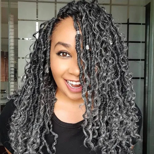 Miniatura 7 de Rastas sintéticas de cabello de ganchillo de 10 pulgadas, cabello de ganchillo Ombre Goddess Locs para mujer, trenzas de ganchillo suaves y rizadas