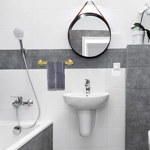 Miniatura 2 de Nolimas Toallero de mano de baño dorado cepillado, barras individuales, barra de toalla clásica de acero inoxidable montado en la pared, barra