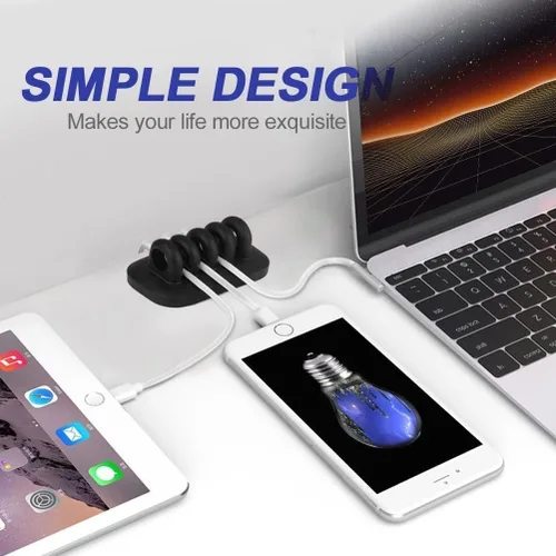 Miniatura 2 de Monaco Soporte de clip de cable con peso para administración de cables de escritorio (negro)