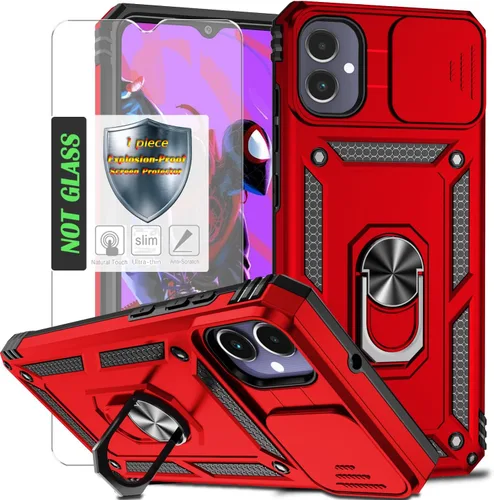 Miniatura 34 de Funda para Galaxy A26 con cubierta para lente de cámara, protector de pantalla HD, protección contra caídas de grado militar, soporte de anillo