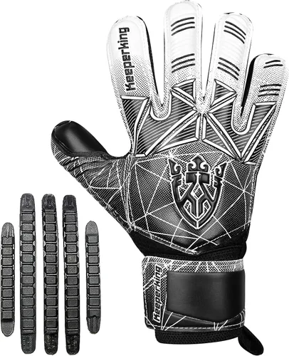 Miniatura 2 de Keeperking - Guantes de portero de fútbol para niños, jóvenes y adultos, palmas de agarre fuerte de látex con espinas removibles para la protección