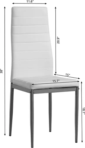 Miniatura 2 de Juego de 4 sillas de comedor para comedor, sillas de cocina modernas con patas de metal y cojín tapizado de piel sintética para comedor y cocina