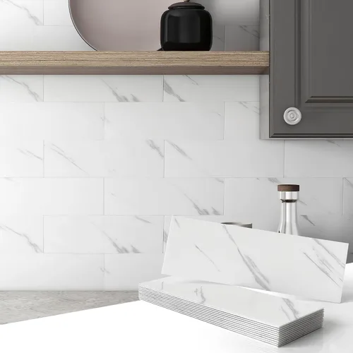 Miniatura 10 de VAOVI Azulejos de cocina para salpicaduras de despegar y pegar, calcomanías de pared de baño, azulejos de mármol para salpicaduras individuales