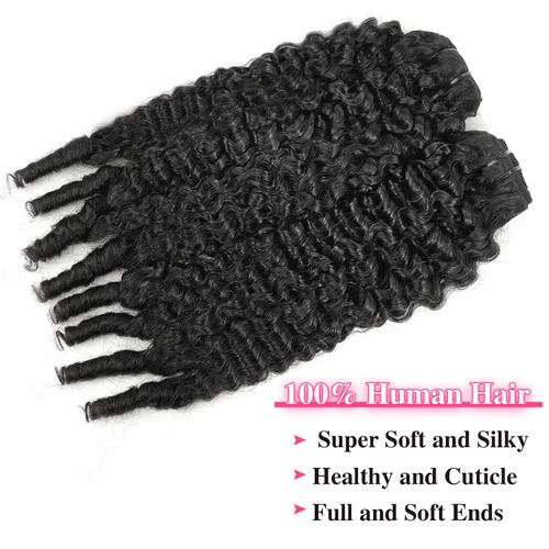 Miniatura 4 de Extensiones de cabello con clip de 12 pulgadas, rizado birmano, negro natural, extensiones de cabello con clip rizado birmano, cabello humano real