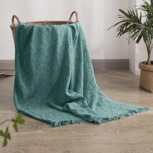 Miniatura 10 de Simple&Opulence Manta 100% algodón para cama, sofá, manta tejida geométrica de lujo bohemia con borlas, suave, ligera, acogedora, transpirable