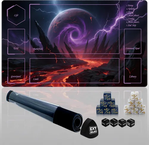 Miniatura 24 de Tapete MTG TCG -Incluye tubo de almacenamiento y 7 dados-¡Experimenta calidad de primer nivel y alfombrilla impermeable y antideslizante con bloqueo