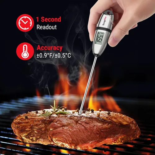 Miniatura 2 de ThermoPro TP02S - Termómetro digital de lectura instantánea para carne, con sonda súper larga para parrilla, cocina, masa madre, líquidos, aceite
