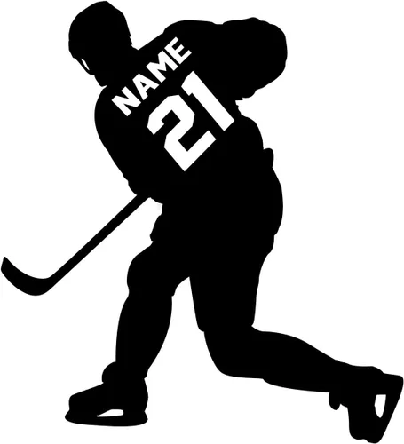 VWAQ - Adhesivo decorativo para pared con diseño de jugador de hockey, personalizable, para habitación de niños, CS23 (negro, 13.0 in de alto x 12.0