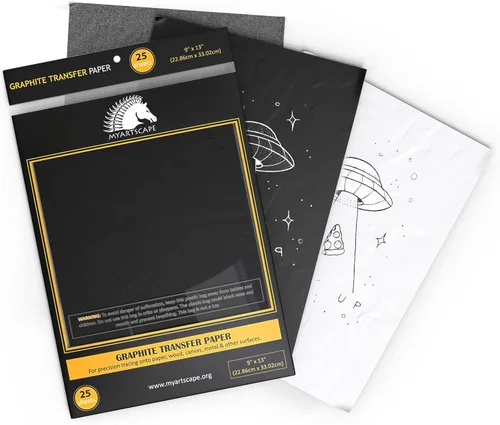 Miniatura 6 de MyArtscape Art Supplies - Papel de transferencia de grafito de calidad para artistas, 9 x 13 pulgadas, 25 hojas, papel de carbono encerado, con bloc