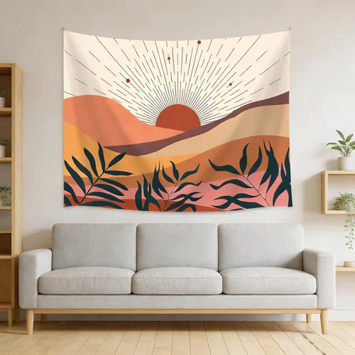 Miniatura 6 de Viajar Tapiz bohemio para colgar en la pared, estilo moderno de mediados de siglo, impresiones artísticas de pared contemporáneas para dormitorio