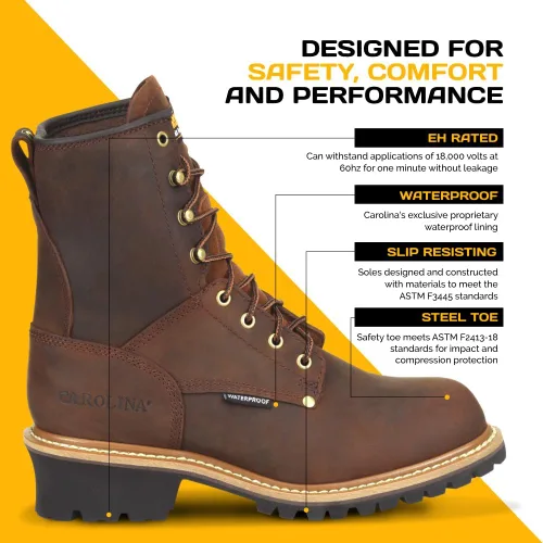 Miniatura 4 de Carolina - Botas estilo leñador para hombre (20 cm). Marrón