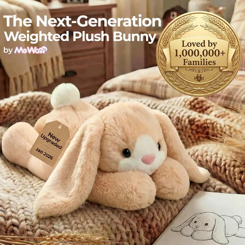 Miniatura 9 de Mewaii Animales de peluche con peso para adultos y niños, de 2 a 5 libras – 23 pulgadas de peluche de conejito calentable y refrigerable