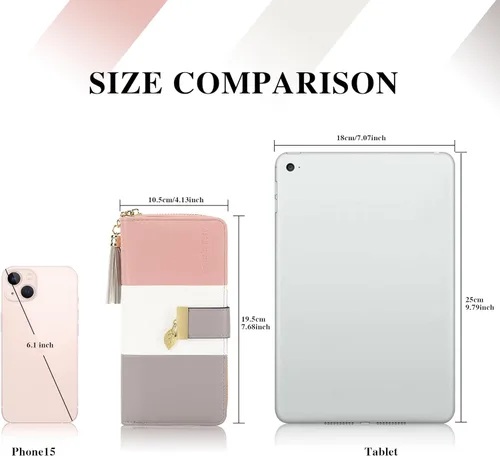 Miniatura 3 de Carteras RFID para mujer con múltiples ranuras para tarjetas y compartimento para teléfono celular, cartera para mujer