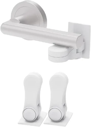Miniatura 6 de Inaya Cerradura de palanca de puerta a prueba de niños, cerradura de manija de puerta a prueba de bebés, diseño minimalista, adhesivo 3M y sin